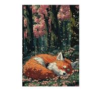 Puzzles for Teenagerss 38x26cm/1000pcs Sleeping Fox in Cherry Blossom Forest Jigsaws for Adults Relax Games Perfect Decoration Unique Birthday And Xmas Gifts 38x26cm/1000pcs