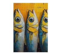 Puzzles for Teenagerss 38x26cm/1000pcs Three Fish Painting Puzzles for Adults Brain Teaser Game Precision Cutting Fun at Home Activities, 38x26cm/1000pcs