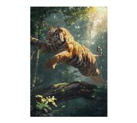 Puzzles for Teenagerss 38x26cm/1000pcs Tiger Jump Over Tree Trunk Teenagers Puzzles Relaxing Games Presents for Women Fun Activities at Home 38x26cm/1000pcs