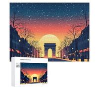 Puzzles for Teenagerss 500 PCS Arc De Triomphe at Sunset Jigsaw Puzzle Brain Teaser Game Birthday Present Fun at Home Activities, 500 PCS