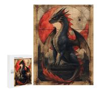 Puzzles for Teenagerss 500 PCS Black And Red Dragon Jigsaw Puzzle Toy Wall Decor Home Decoration Unique Birthday And Xmas Gifts 500 PCS