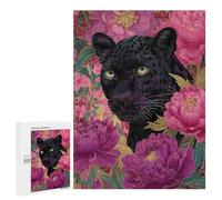 Puzzles for Teenagerss 500 PCS Black Panther in Floral Splendor Jigsaw Puzzle Brain Teaser Game Birthday Present Fun at Home Activities, 500 PCS