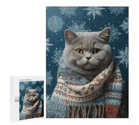 Puzzles for Teenagerss 500 PCS Blue British Shorthair Jigsaws for Adults Relaxing Games Difficult Challenge Fun Activities at Home 500 PCS