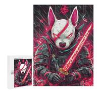 Puzzles for Teenagerss 500 PCS Bull Terrier Dog Samurai Warrior Jigsaw Puzzle Relax Games Perfect Decoration Unique Birthday And Xmas Gifts 500 PCS