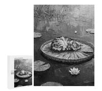 Puzzles for Teenagerss 500 PCS Cat Nap on Lily Pad Painting Adult Jigsaw Puzzle Toy Wall Decor Difficult Challenge Christmas Birthday Gifts 500 PCS