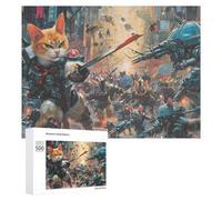 Puzzles for Teenagerss 500 PCS Cat Warriors Battle Scene Jigsaw Puzzle Fun Games Pattern Assembly Unique Birthday And Xmas Gifts 500 PCS