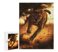 Puzzles for Teenagerss 500 PCS Cheetah Running at Sunset Jigsaw Puzzle Toy Wall Decor Home Decoration Unique Birthday And Xmas Gifts 500 PCS