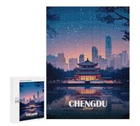 Puzzles for Teenagerss 500 PCS Chengdu China Cityscape at Night Adult Jigsaw Puzzle Toy Wall Decor Difficult Challenge Christmas Birthday Gifts 500 PCS