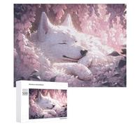 Puzzles for Teenagerss 500 PCS Cherry Blossom Dreams Serene Wolf Illustration Jigsaw for Adults Relax Games Perfect Decoration Fun Activities at Home 500 PCS
