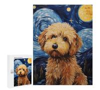 Puzzles for Teenagerss 500 PCS Cockapoo Starry Night Dog Adult Jigsaw Puzzle Relaxing Games Wall Decoration Fun Activities at Home 500 PCS