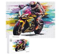 Puzzles for Teenagerss 500 PCS Colorful Motorcycle Artwork Jigsaw for Adults Relax Games Perfect Decoration Fun Activities at Home 500 PCS