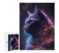 Puzzles for Teenagerss 500 PCS Cosmic Feline Profile Jigsaw Puzzle Toy Wall Decor Home Decoration Unique Birthday And Xmas Gifts 500 PCS