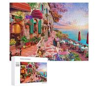 Puzzles for Teenagerss 500 PCS Cozy Coastal Cafe Scene Jigsaw for Adults Relax Games Perfect Decoration Fun Activities at Home 500 PCS