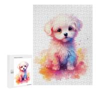 Puzzles for Teenagerss 500 PCS Cute Baby Maltese Puppy Jigsaw Puzzle Brain Teaser Game Birthday Present Fun at Home Activities, 500 PCS