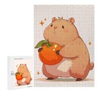 Puzzles for Teenagerss 500 PCS Cute Capybara with Orange Jigsaw Puzzle Toy Wall Decor Home Decoration Unique Birthday And Xmas Gifts 500 PCS