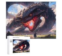 Puzzles for Teenagerss 500 PCS Dragon Vs. Human Epic Fantasy Battle Jigsaw for Adults Relax Games Perfect Decoration Fun Activities at Home 500 PCS