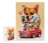 Puzzles for Teenagerss 500 PCS Driving Corgi Jigsaw Puzzle Toy Wall Decor Home Decoration Unique Birthday And Xmas Gifts 500 PCS