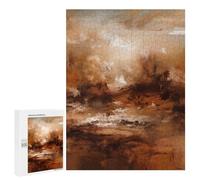 Puzzles for Teenagerss 500 PCS Earthbound Horizons - Abstract Expressionist Landscape in Warm Brown And Beige Teenagers Puzzles Anti-Stress Toys Wall Decoration Unique Birthday And Xmas Gifts 500 PCS