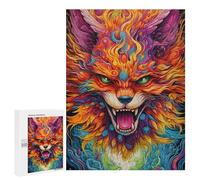 Puzzles for Teenagerss 500 PCS Flaming Fox Vibrant Artwork Jigsaw for Adults Relax Games Perfect Decoration Fun Activities at Home 500 PCS