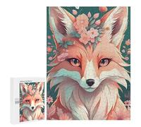 Puzzles for Teenagerss 500 PCS Floral Fox Portrait Jigsaw for Adults Relax Games Perfect Decoration Fun Activities at Home 500 PCS