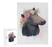 Puzzles for Teenagerss 500 PCS Floral Watercolor Tapir Puzzles for Adults Fun Games Perfect Decoration Unique Birthday And Xmas Gifts 500 PCS