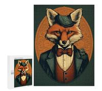 Puzzles for Teenagerss 500 PCS Fox Gentleman Animal Art Jigsaw Puzzle Fun Games Pattern Assembly Unique Birthday And Xmas Gifts 500 PCS