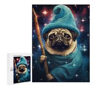 Puzzles for Teenagerss 500 PCS Funny Pug Wizard Pixel Art Jigsaws for Adults Relaxing Games Difficult Challenge Fun Activities at Home 500 PCS