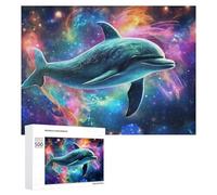 Puzzles for Teenagerss 500 PCS Galactic Dolphin A Cosmic Journey Jigsaw for Adults Relax Games Perfect Decoration Fun Activities at Home 500 PCS
