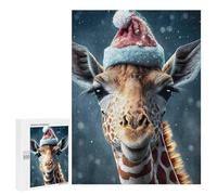 Puzzles for Teenagerss 500 PCS Giraffe in Santa Hat Jigsaw for Adults Relax Games Perfect Decoration Fun Activities at Home 500 PCS
