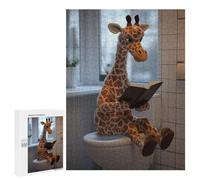 Puzzles for Teenagerss 500 PCS Giraffe Reading on Toilet Jigsaw Puzzle Relax Games Perfect Decoration Unique Birthday And Xmas Gifts 500 PCS