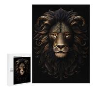 Puzzles for Teenagerss 500 PCS Gold Dark Lion Jigsaws for Adults Relaxing Games Difficult Challenge Fun Activities at Home 500 PCS