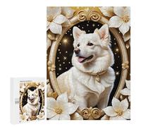 Puzzles for Teenagerss 500 PCS Golden Framed White Dog Jigsaw Puzzle Relax Games Perfect Decoration Unique Birthday And Xmas Gifts 500 PCS
