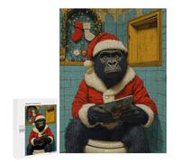 Puzzles for Teenagerss 500 PCS Gorilla Santa on Toilet Christmas Jigsaw Puzzle Toy Wall Decor Home Decoration Unique Birthday And Xmas Gifts 500 PCS
