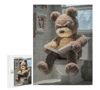 Puzzles for Teenagerss 500 PCS Grumpy Teddy Bear Reading on Toilet Jigsaw Puzzle Relax Games Perfect Decoration Unique Birthday And Xmas Gifts 500 PCS