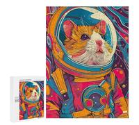 Puzzles for Teenagerss 500 PCS Hamster Astronaut Space Jigsaws for Adults Relaxing Games Difficult Challenge Fun Activities at Home 500 PCS