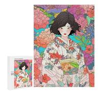 Puzzles for Teenagerss 500 PCS Kimono Girl with Flowers Jigsaw Puzzle Toy Wall Decor Home Decoration Unique Birthday And Xmas Gifts 500 PCS