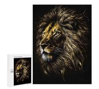 Puzzles for Teenagerss 500 PCS Lion Black Gold 2 Jigsaw Puzzle Relax Games Perfect Decoration Unique Birthday And Xmas Gifts 500 PCS