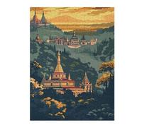 Puzzles for Teenagerss 500 PCS Mandalay Travel Poster Jigsaw Puzzle Hands-on Game Staycation Kill Time Challenging Game Gifts 500 PCS