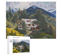 Puzzles for Teenagerss 500 PCS Mountain Cabin Serenity Jigsaw for Adults Relax Games Perfect Decoration Fun Activities at Home 500 PCS