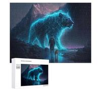 Puzzles for Teenagerss 500 PCS Mystical Journey Man, Dog, And Glowing Tiger Teenagers Puzzles Relaxing Games Presents for Women Fun Activities at Home 500 PCS