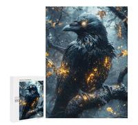 Puzzles for Teenagerss 500 PCS Mystical Raven with Glowing Feathers Teenagers Puzzles Anti-Stress Toys Wall Decoration Unique Birthday And Xmas Gifts 500 PCS