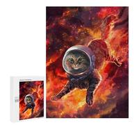 Puzzles for Teenagerss 500 PCS Orange Space Cat Adult Jigsaw Puzzle Toy Wall Decor Difficult Challenge Christmas Birthday Gifts 500 PCS