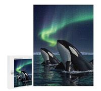Puzzles for Teenagerss 500 PCS Orcas Under The Aurora Borealis Adult Jigsaw Puzzle Toy Wall Decor Difficult Challenge Christmas Birthday Gifts 500 PCS