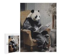 Puzzles for Teenagerss 500 PCS Panda Reading A Newspaper Jigsaw Puzzle Fun Games Pattern Assembly Unique Birthday And Xmas Gifts 500 PCS