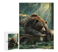 Puzzles for Teenagerss 500 PCS Peaceful Bear On Mossy Car Jigsaw Puzzle Relax Games Perfect Decoration Unique Birthday And Xmas Gifts 500 PCS