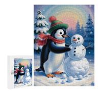 Puzzles for Teenagerss 500 PCS Penguin Building A Snowman in Winter Jigsaw Puzzle Relax Games Perfect Decoration Unique Birthday And Xmas Gifts 500 PCS