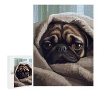Puzzles for Teenagerss 500 PCS Pug in Blanket Pixel Art Jigsaws for Adults Relaxing Games Difficult Challenge Fun Activities at Home 500 PCS