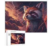 Puzzles for Teenagerss 500 PCS Red Panda in Stormy Sky -1 Jigsaw Puzzle Fun Games Pattern Assembly Unique Birthday And Xmas Gifts 500 PCS