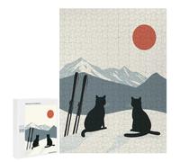 Puzzles for Teenagerss 500 PCS Ski Cat on Snowy Mountain Jigsaw Puzzle Relax Games Perfect Decoration Unique Birthday And Xmas Gifts 500 PCS