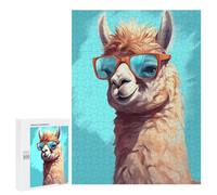 Puzzles for Teenagerss 500 PCS Stylish Alpaca with Sunglasses Jigsaws for Adults Relaxing Games Difficult Challenge Fun Activities at Home 500 PCS